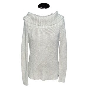 Y2K Hollister off the shoulder sweater cream medium rubber 2000’s vintage preppy